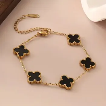 Stainless Steel Four Leaf Clover Bracelet 